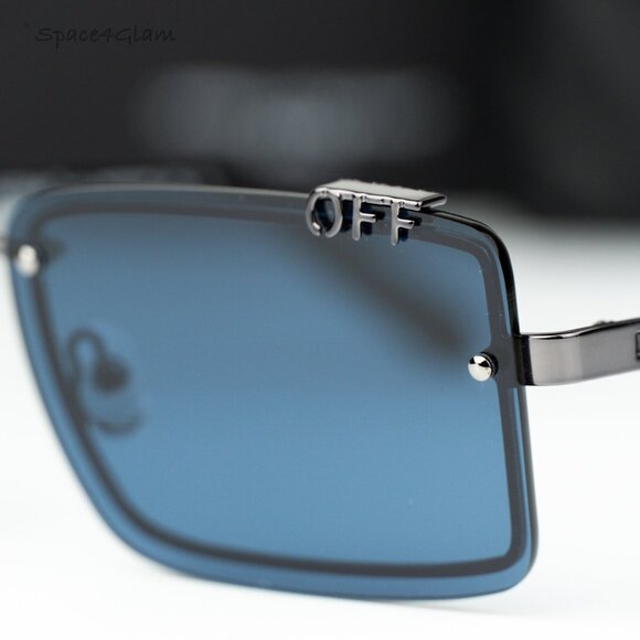 Off-White Men Sunglasses Gunmetal Blue Rectangular OERI13N TAMPA 7745 NEW